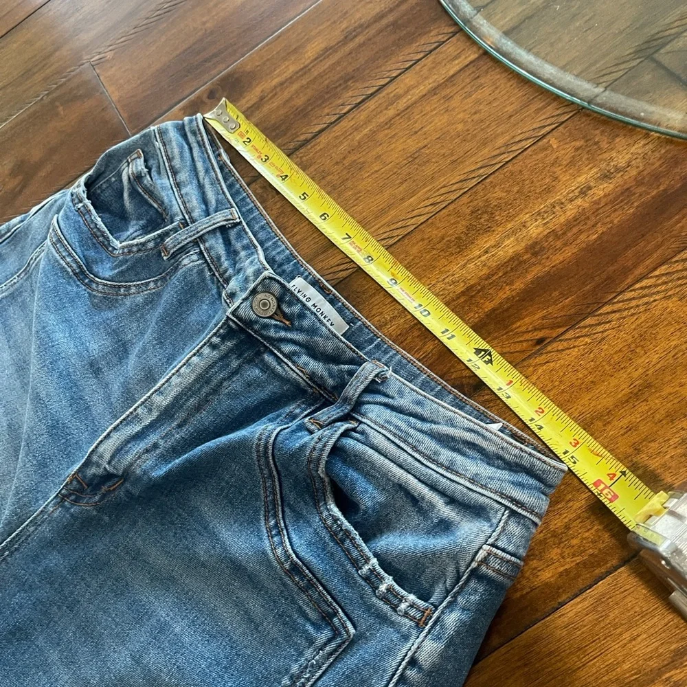 Flying Monkey high rise wide cuffed wide leg medium wash blue denim jeans sz 31 - Picture 11 of 16